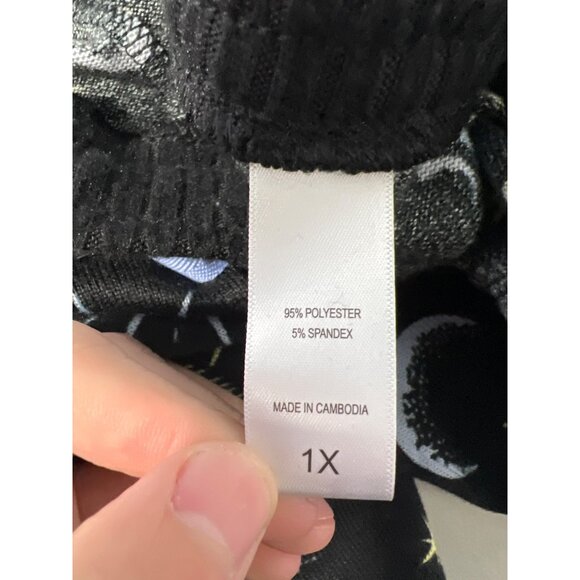 Comfort Code By Cuddl Duds 2Pc Brushed Ultra Rib Knit PJ Set 1X Black Celestial - Picture 6 of 8